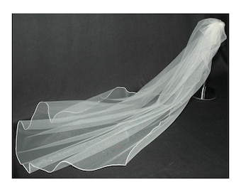 1 Single Tier, Wedding Veil, Crystal Veil, Long Veil, Ivory, White, Cathedral Length, Chapel Length, Floor, Length, Cream, LB Veils 144 UK