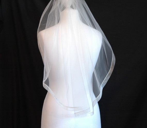 Wedding, Veil, 1 Single Tier, Any Colour, Organza, Ribbon Edge, Beige, Ivory, Champagne, Length, Elbow, Fingertip, Short, LB Veils LBV183 UK