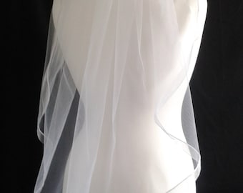 Ribbon Edge 1 Tier Veil Plain Wedding  LB Veils LBV183 UK