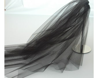 2 Tier Plain Black LB Veils 156 UK