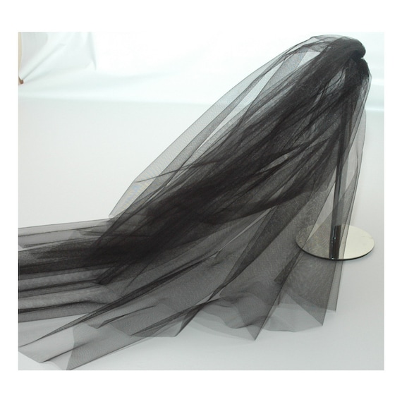 2 Tier Plain Black LB Veils 156 UK