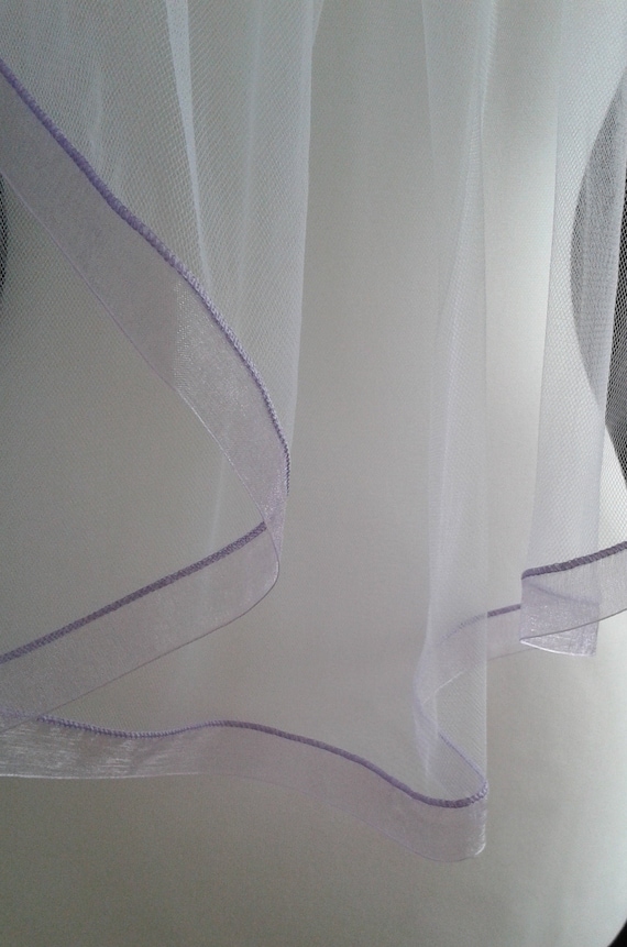Lilac Ribbon Edge 1 Tier Veil Wedding  LB Veils LBV183 UK