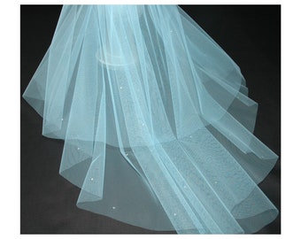 2 Tier Crystal Sky Blue LB Veils 151 UK