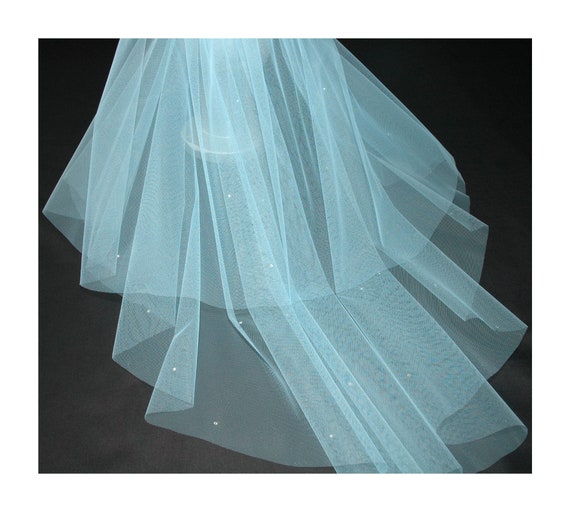 2 Tier Crystal Sky Blue LB Veils 151 UK