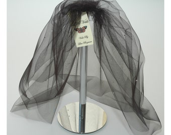 2 Tier Crystal Bouffant Black  LB Veils LBV154 UK