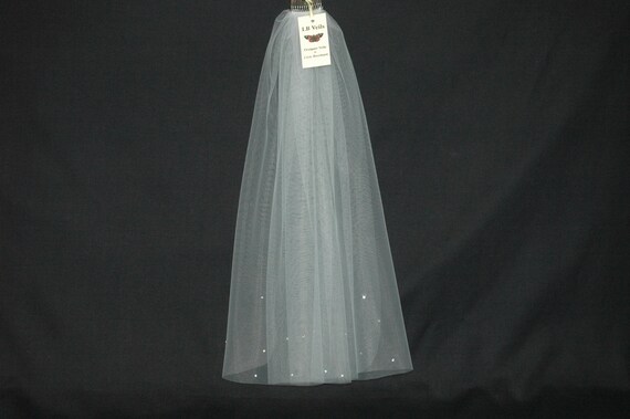 1 Single Tier Straight Cut Crystal Wedding Veil LB Veils 173 UK