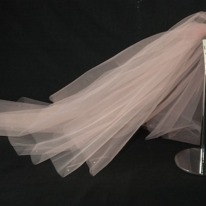 Crystal Veil, Blush Pink, 2 Tier, Wedding Veil, Pink Veil, Short, Long, Cathedral, Chapel, Elbow Length, Fingertip Length, LB Veils 151 UK