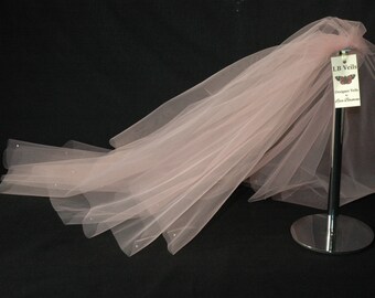 2 Tier Crystal Blush Pink LB Veils 151 UK
