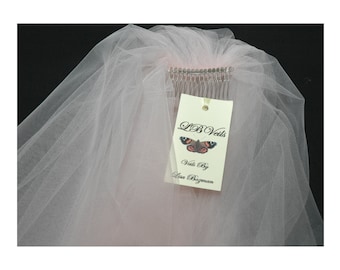 2 Tier Plain Soft Pink LB Veils 156 UK