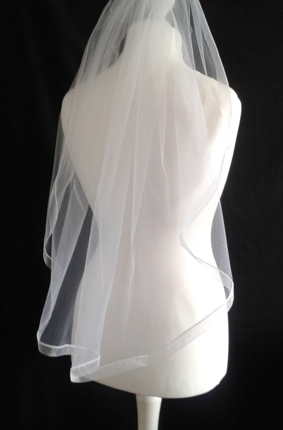 Ivory Ribbon Edge 1 Tier Veil Plain Wedding Any Colour Pink White Blue Black LB Veils LBV183 UK