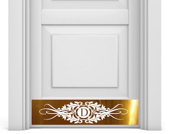 Door Kick Plate - Engraved - &quot;Acanthus&quot; Monogram - Multiple Finish & Size Options - Customizable