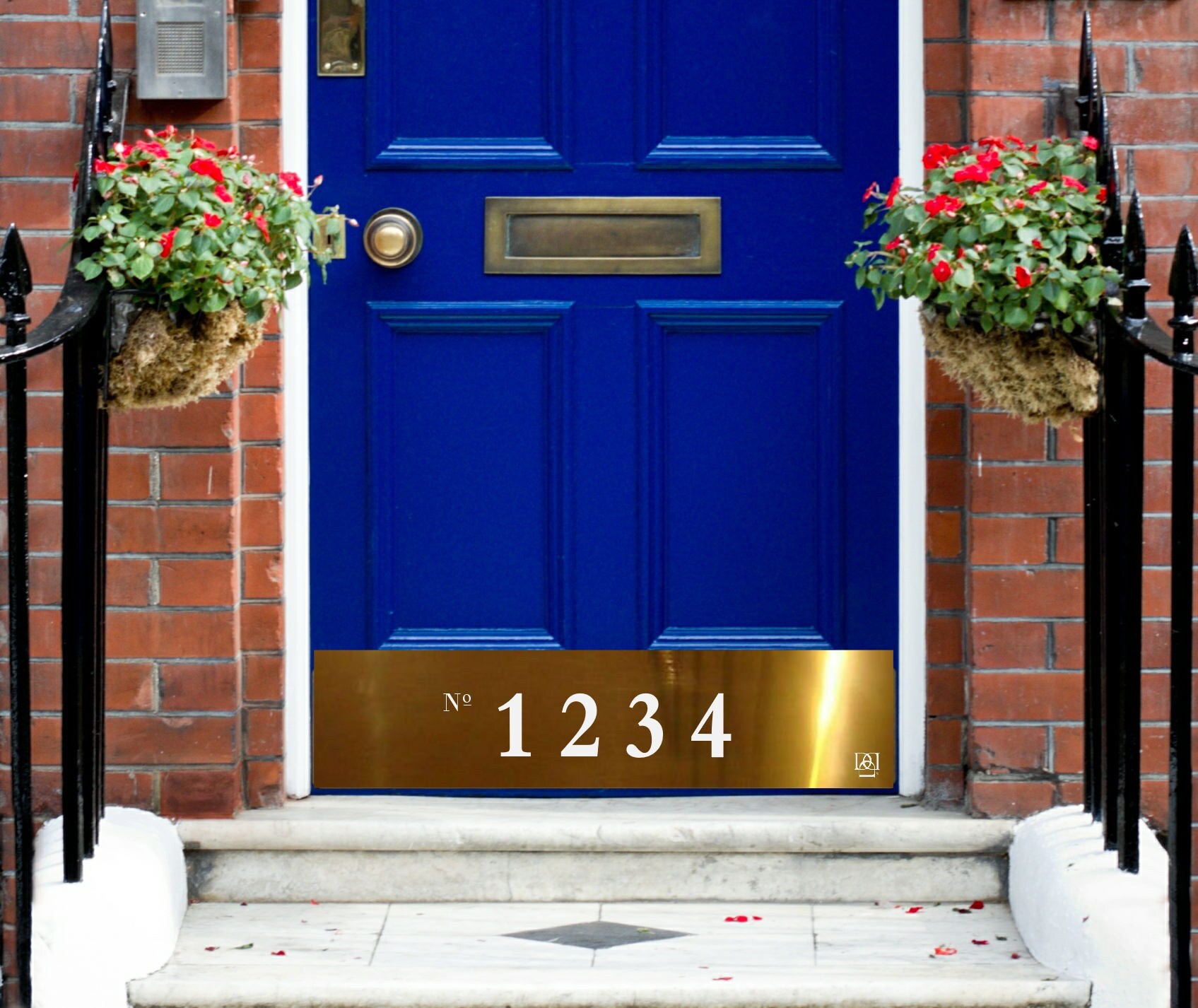 Door Kick Plate Engraved Monogram Address Kickplate Etsy