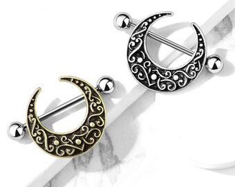 Sierlijke Halve Maan Tepel Shield / goud / zilver