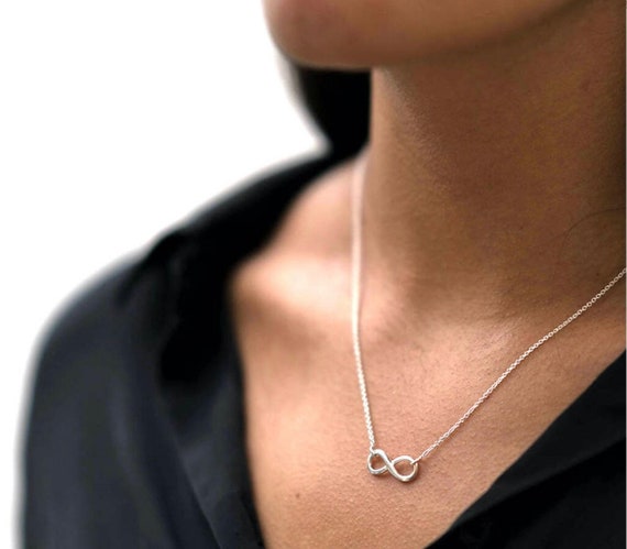 Silver infinity twist love necklace adjustable 16 inch chain