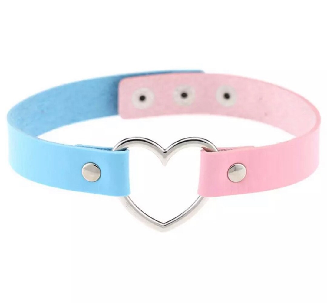 Blue / Pink Sexy Anime Girl Heart Charm Gothic Collar Etsy