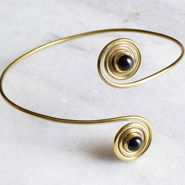 Brass Spiral Boho Upper Arm cuff,  Armlet Bracelet, Tribal Arm Cuff, Body jewellery cuff wire arm cuff Arm band