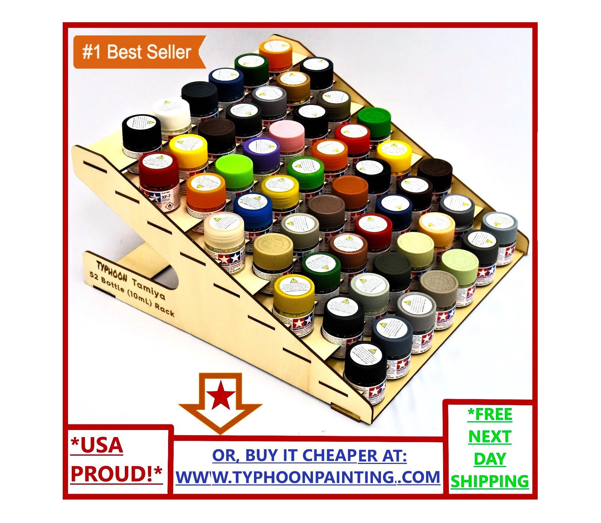 Spinrack Paint Rack for 54 10ml Tamiya, AK, Mr. Hobby, Etc