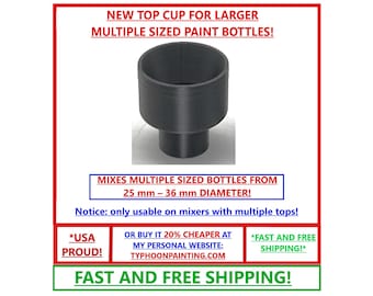 New Large Top Cup For Larger Multiple Sized Paint Bottles. Vortex mixer top cup.