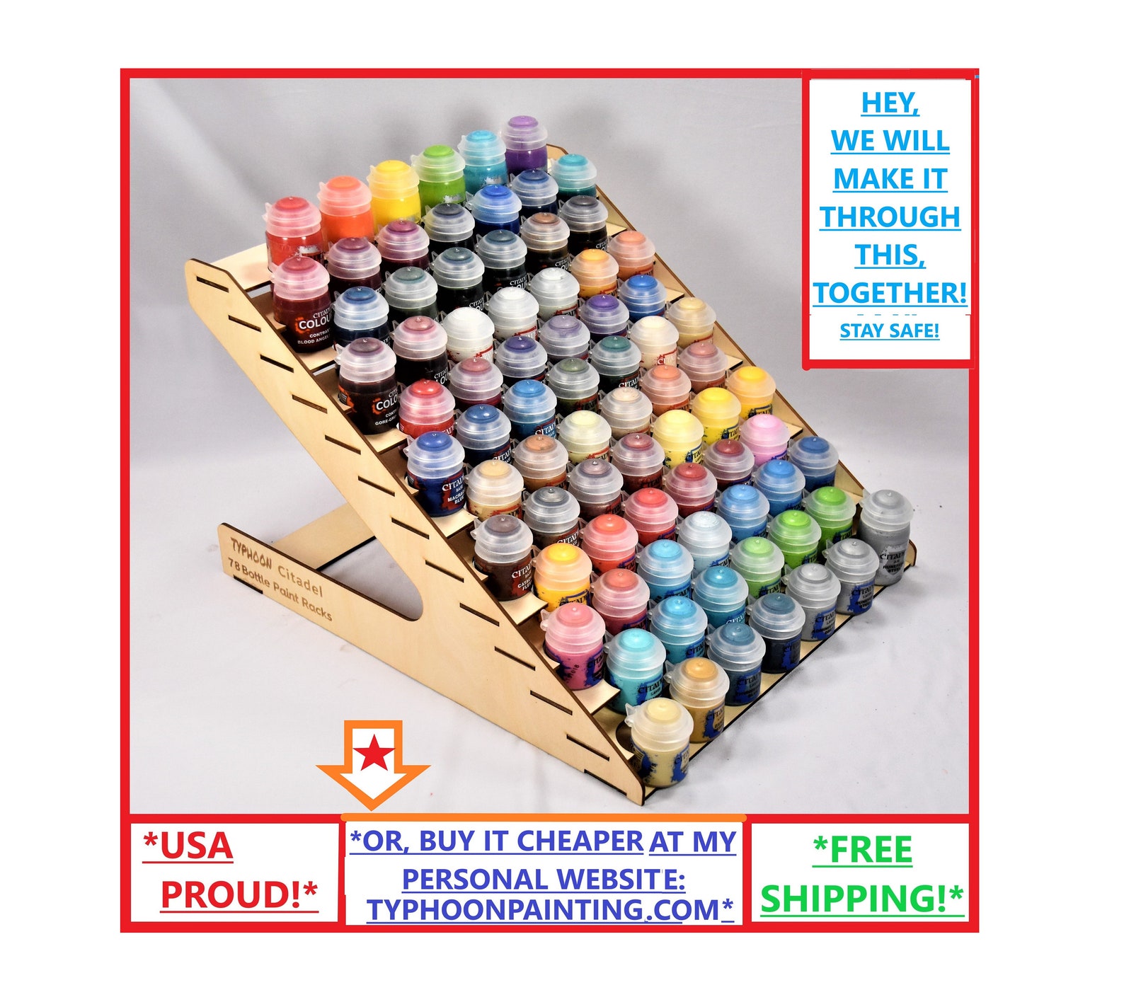 78 Bottle Citadel Paint Rack Size 11.5 Wide hobby Etsy