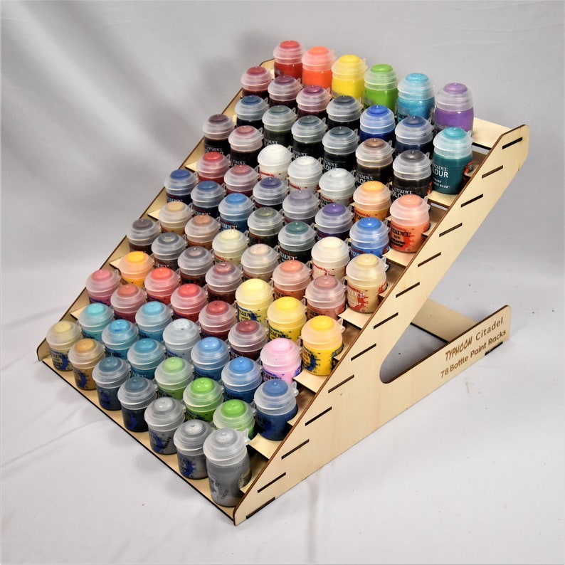 Typhoon 78 Bottle Citadel Paint Rack Size 11.5 Wide hobby storage wooden pigment stand holder modular miniature image 3