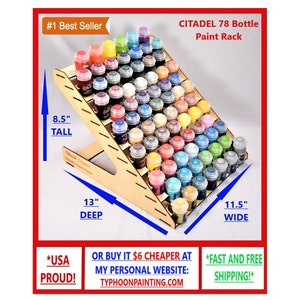 Typhoon 78 Bottle Citadel Paint Rack Size 11.5 Wide hobby storage wooden pigment stand holder modular miniature image 1