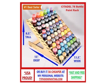 Typhoon 78 Bottle Citadel Paint Rack Size = 11.5" Wide! * hobby storage wooden pigment stand holder modular miniature