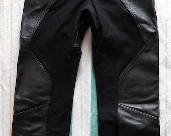 Vintage GRID Damen Herren Leder Motorrad Touring Hose Größe 36 W28 L28 Hose S XS? Bikerhose 00s Y2K