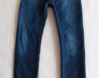 Vintage Y2K G-Star RAW Structor Slim MENS JEANS W34 L34 L32 Dark Blue Aged Denim 100% Cotton 00s