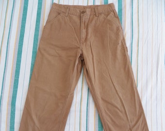 Pantalones Carhartt vintage de lona marrón lavada para hombre, talla W31 L31