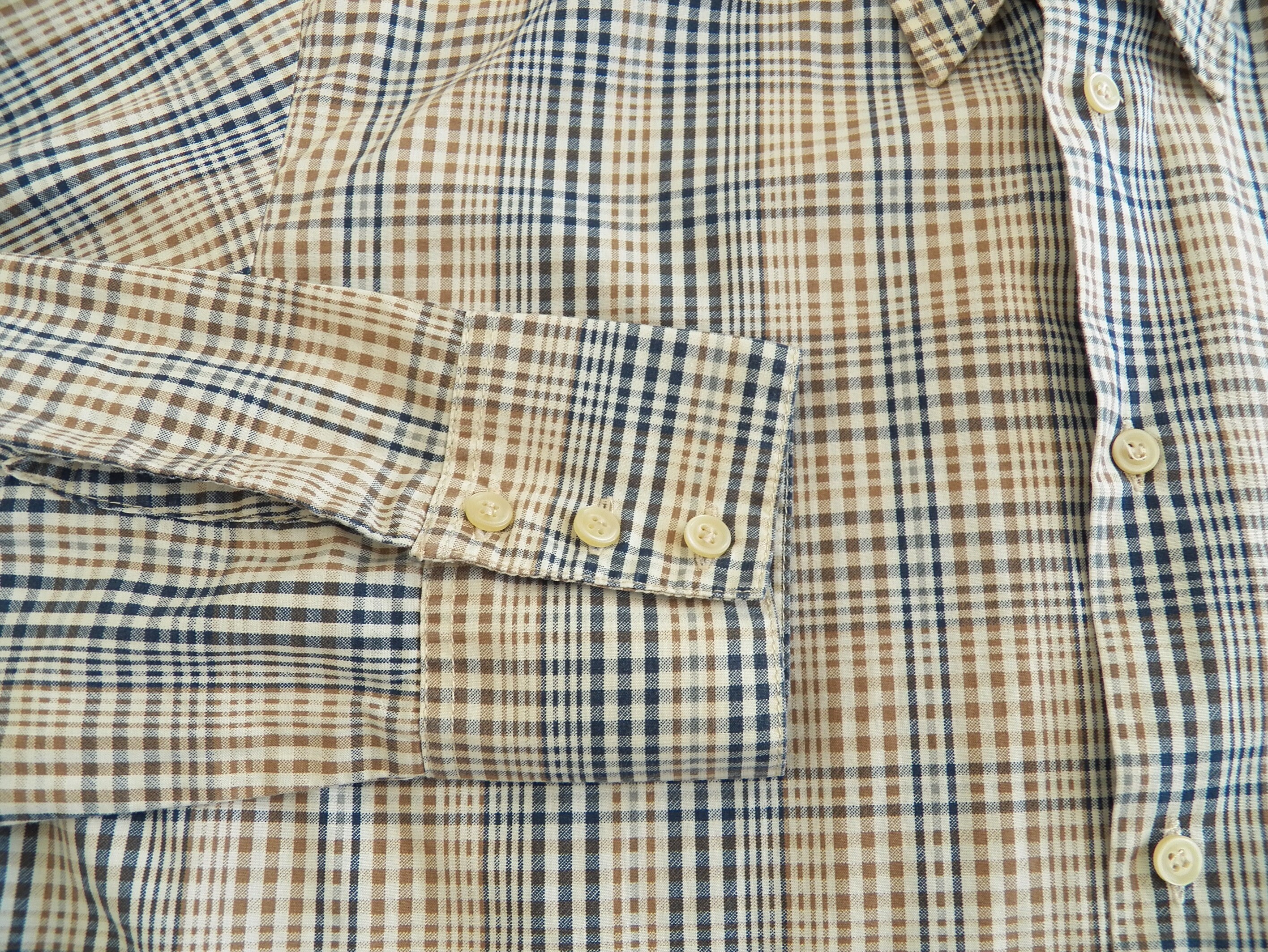 Vintage Diesel MENS SHIRT Size XL XLarge khaki tan check cotton Long Sleeve 90s Casual Shirt