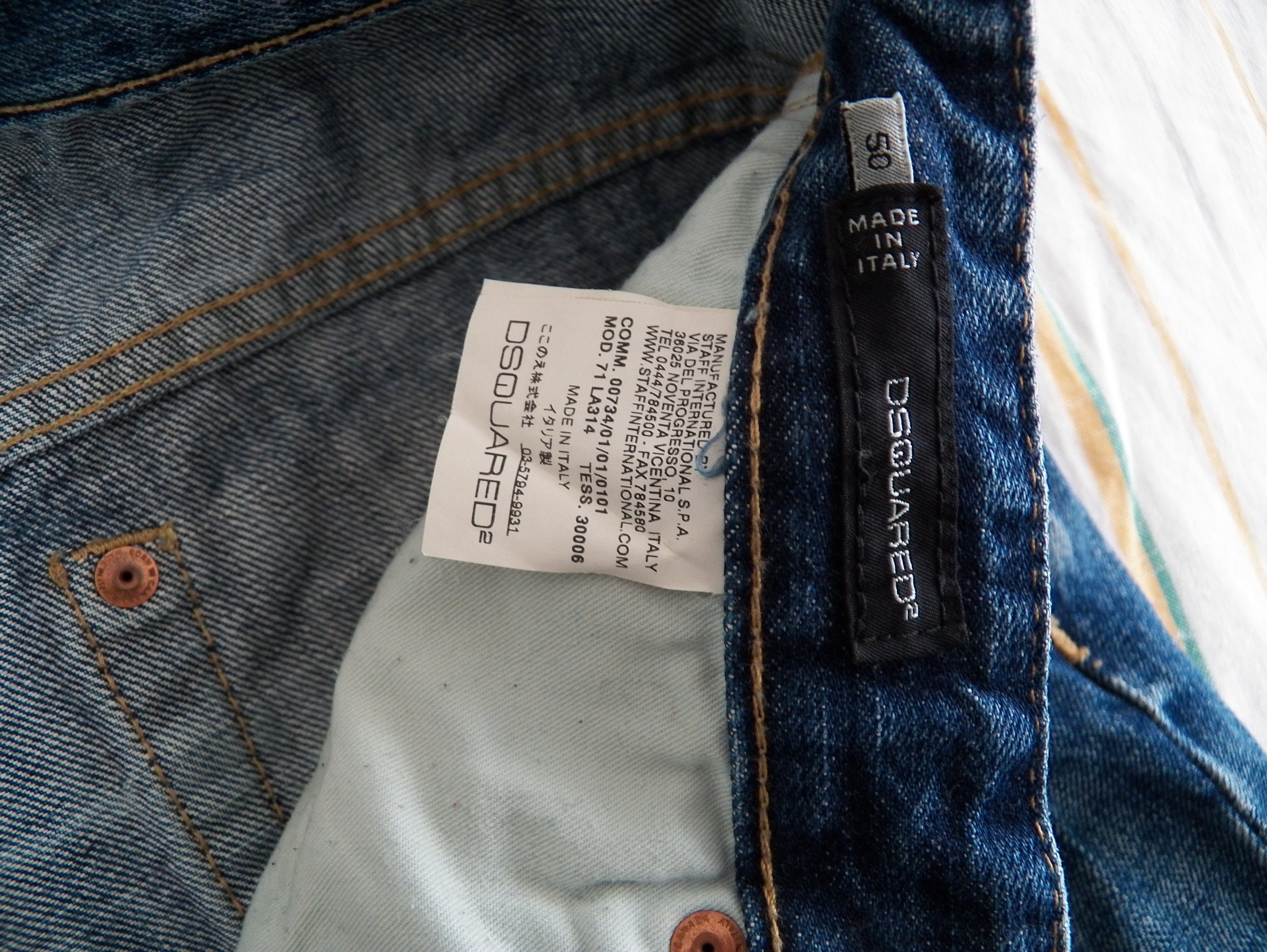 Vintage Dsquared2 MENS JEANS Size 50 W34 L30 Blue Denim