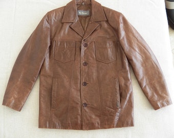 Men's Vintage Ben Sherman Genuine Leather Motorcycle Jacket Medium
