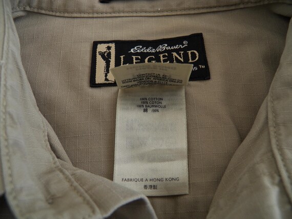 Eddie Bauer Legend Omak Work Shirt Mens Size M tan ripstop weave cotton long sleeve View 6