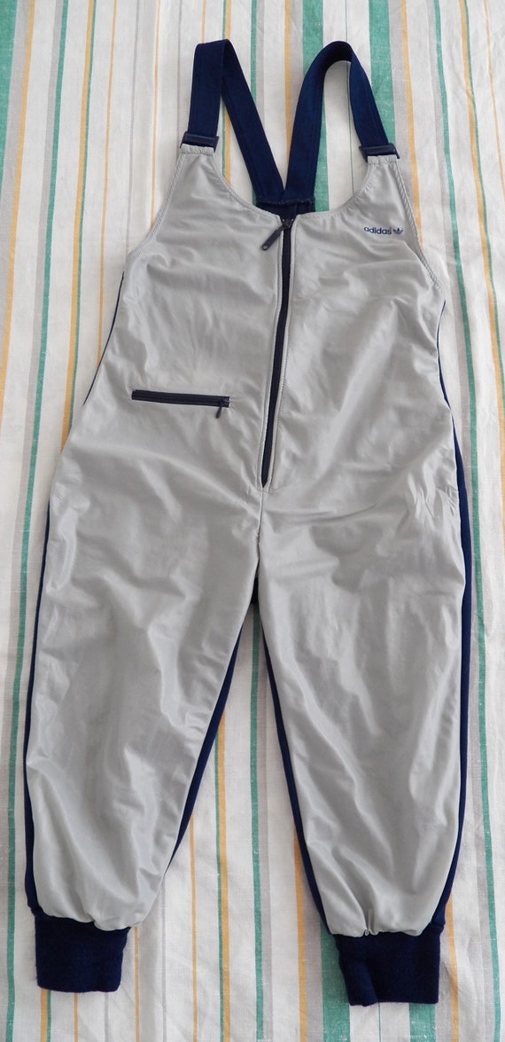 Vintage Adidas Overall Gray Blue PolyCotton Youth 