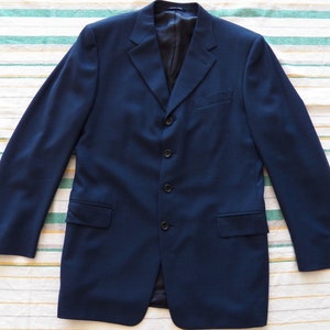 Vintage Canali Proposta Mens Jacket UK US 40R EU 50R striped blue pure virgin wool blazer sport coat four button Made in Italy