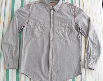 Camicia Hugo Boss Y2K arancione CalifoE da uomo taglia XL slim fit arrotolabile a maniche lunghe tortora grigio