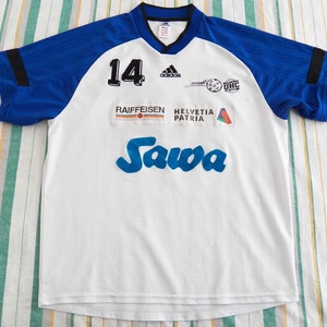 Vintage Adidas Mens Floorball Jersey T-Shirt Size L LARGE Short Sleeve Shirt Made in England Football Shirt
