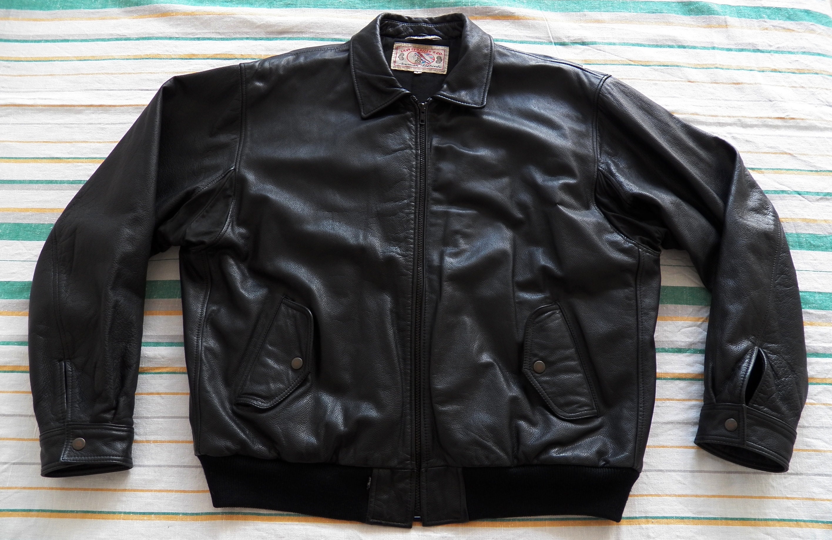 Levi's vintage MENS LEATHER JACKET Size L Large bomber Etsy