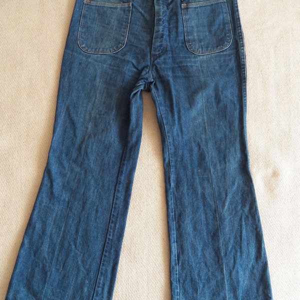 Vintage Wrangler Blue Bell Hombres Jeans W35 W36 L30 L31 Acampanado Azul Roto Sarga Denim Hecho en Malta