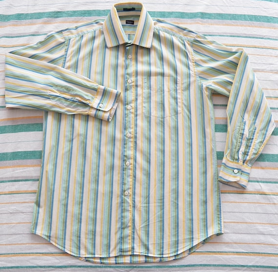 Vintage PAUL SMITH Mens Shirt Size 16 41 Stripe Cotton Convertible