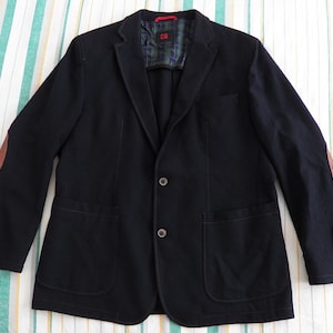 CG Club Of Gents Mens Blazer blue wool leather elbow patches Us Uk 44R Eu 54R Sport Coat Jacket