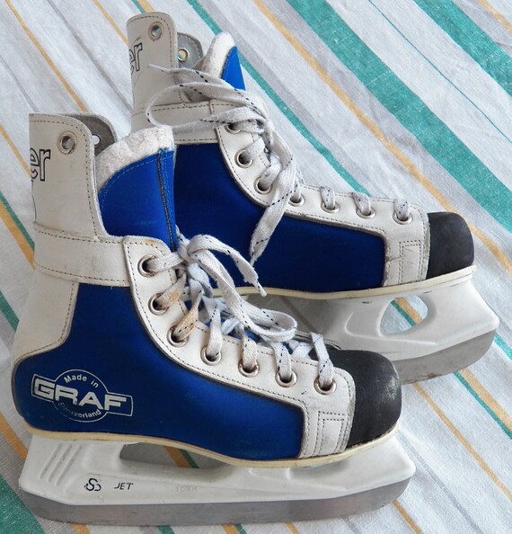Vintage GRAF Laser 96 Ice Hockey Skates Kids Youth Si… Gem