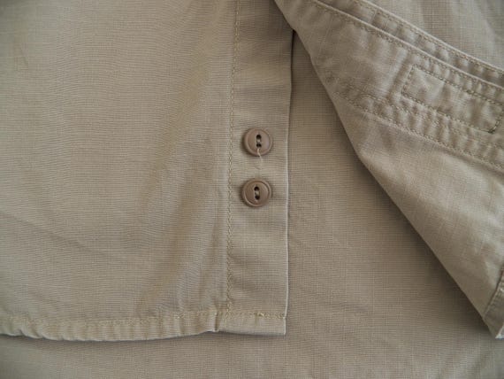 Eddie Bauer Legend Omak Work Shirt Mens Size M tan ripstop weave cotton long sleeve View 3