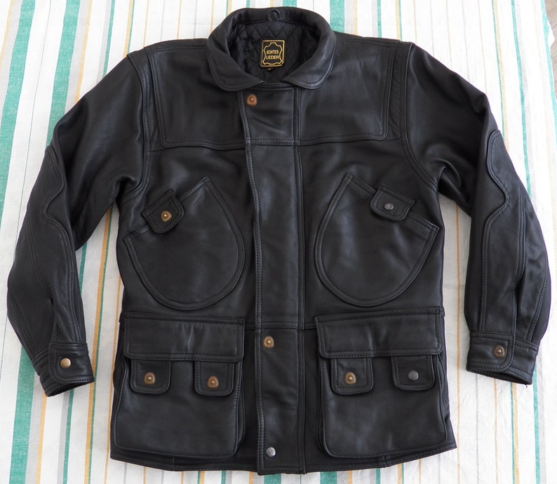 MENS Vintage Leather Hunting Jacket EU 46 US 36 Warm Fur Etsy UK