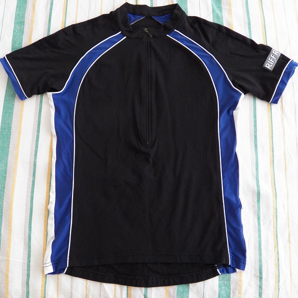 Vintage Riffraff Cycling Jersey Shirt Size M Medium Black Violet Half Zip Short Sleeve Riff Raff 90s Retro Bicycle Shirt T-Shirt Tee