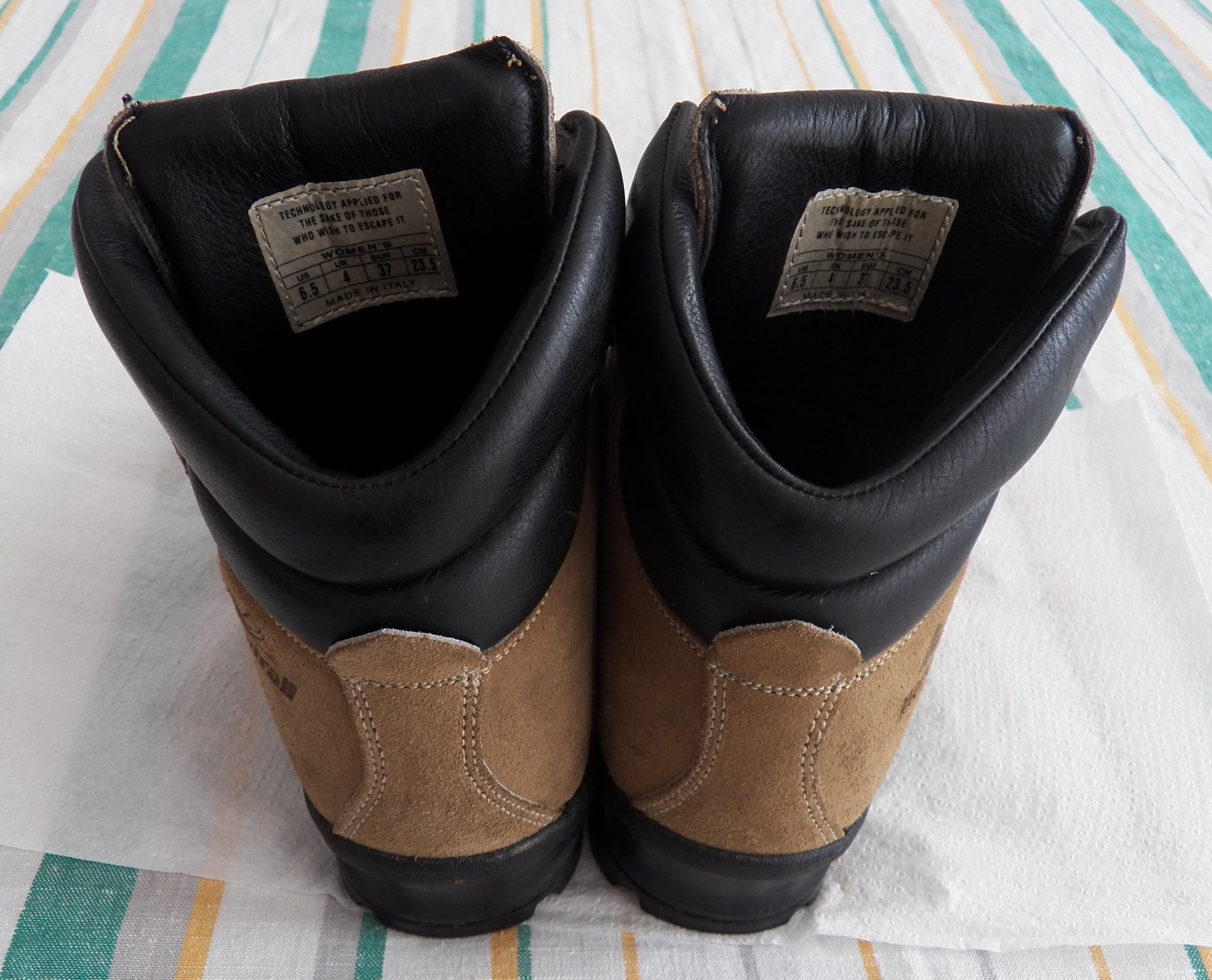 Bottines De Randonnée EMS Pour Femmes, Cuir Daim Marron, Semelle Vibram, Fabriquées En Italie, Pointure US 5