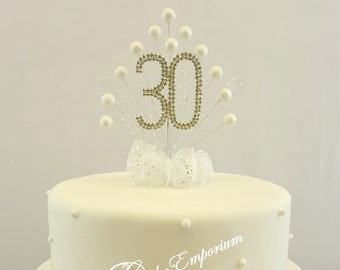 30th Pearl wedding Anniversary Cake Topper Burst with Ribbon Pack