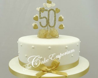 Golden Wedding 50th Anniversary Cake Topper Burst