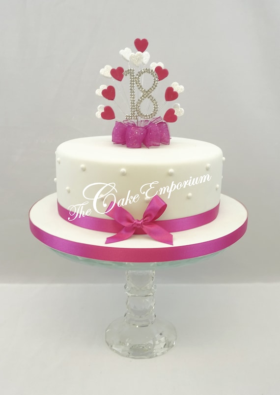 Cake Topper "18" Fuchsia – Tortenaufleger Aus Verspiegeltem Plexiglas, 16x18 Cm Für Den 18. Geburtstag