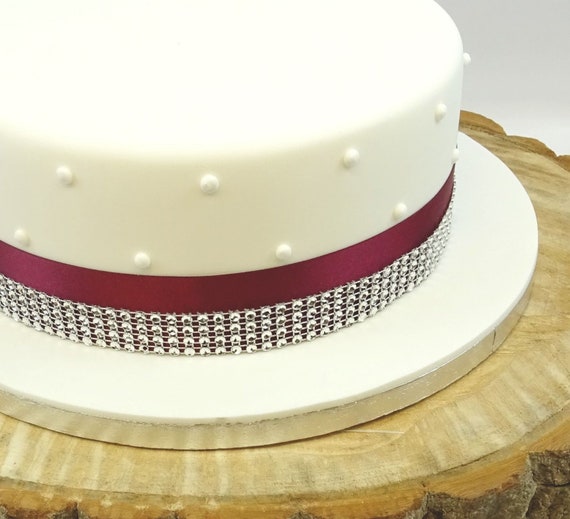 Buy Cake Ribbon Double Satin Shades of Peach, Coral, Red and Burgundy  Ribbon 35mm With 4 Row Diamante Trim Cake Topper Trim Online in India 